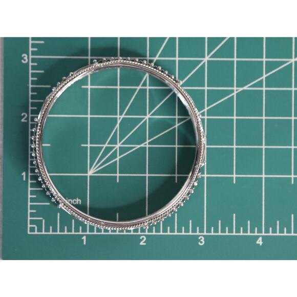 Silver Tone Bangle Bracelet Ornate Filagree Overlay - Picture 9 of 9